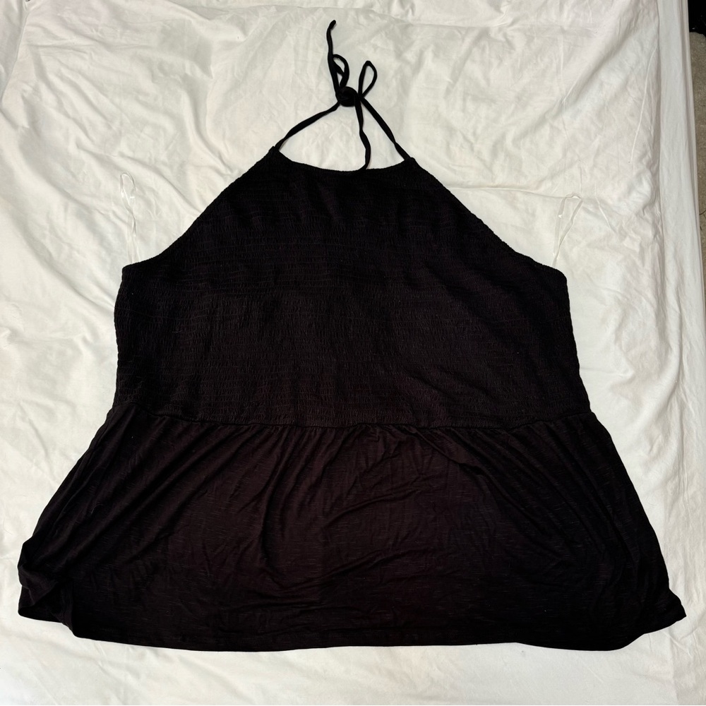Black Ruched Halter Top